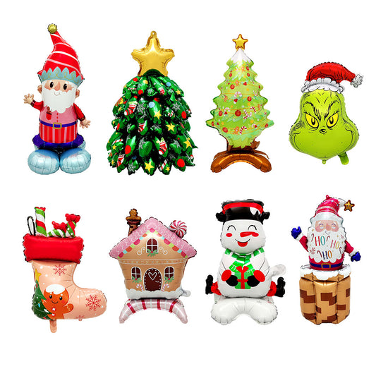 New Christmas 3D Santa Reindeer Aluminum Foil Balloons Min.50PCS