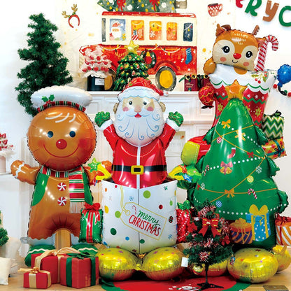 Christmas Party Decor 120cm Tree Santa Balloons Film Min.50PCS